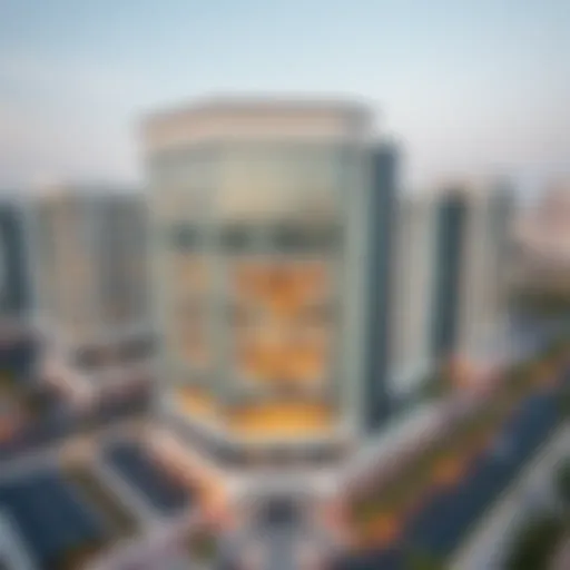 Aerial view of Wasl Port Views Building Ten showcasing its modern architecture