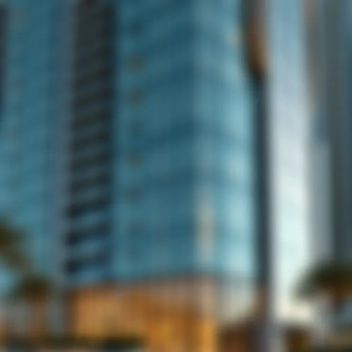 Close-up of the contemporary façade of Wasl Port Views Building Ten